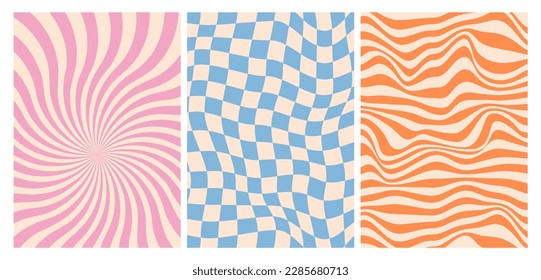 Waves, Trippy Grid, Swirl print 1970s Hippie aesthetic. Twisted background. Retro psychedelic style, Vintage, Groovy Design, Y2k aesthetic 
