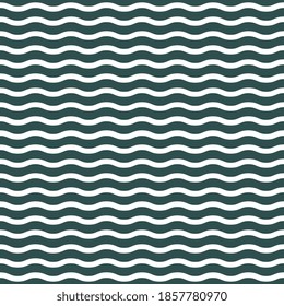 Waves vector design. Seamless white waves on a dark turquoise background. Abstract beautiful illustration.