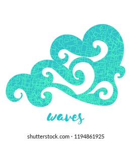 Waves vector, element design, sign symbol or logo, nature water, aqua. Isolated on white.