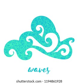 Waves vector, element design, sign symbol or logo, nature water, aqua. Isolated on white.