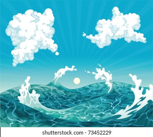 Waves. Vector illustration, isolated objects