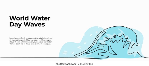 Waves vector illustration. Modern flat in continuous line style.