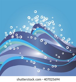 Waves. Vector illustration of sea waves. Abstract background with splashing waves.
