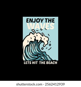 Waves vector illustration summer beach print