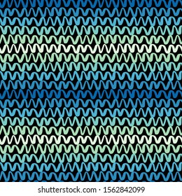 Waves vector seamless pattern with zigzags. Repeating uneven wavy lines. Ocean and Sea background in vector for your design. EPS 8