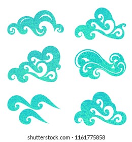 Waves vector set, element design, sign symbol or logo, natural water.