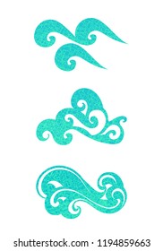 Waves vector set, element design, sign symbol or logo, natural water, aqua. Wave background.