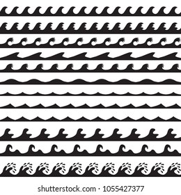 Waves vector set. Vector illustration. Background or pattern set. Black.
