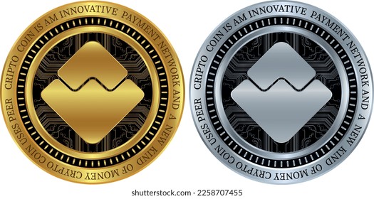 waves virtual currency logo. vector illustrations. 3d illustrations.