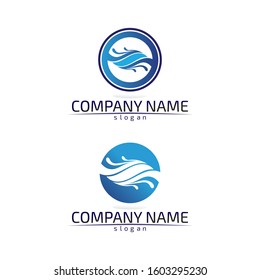Waves,  water beach logo and blue symbols template icons app
