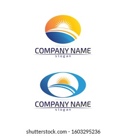 Waves,  water beach logo and blue symbols template icons app