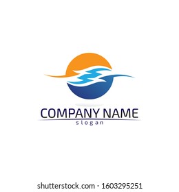 Waves,  water beach logo and blue symbols template icons app