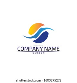 Waves,  water beach logo and blue symbols template icons app