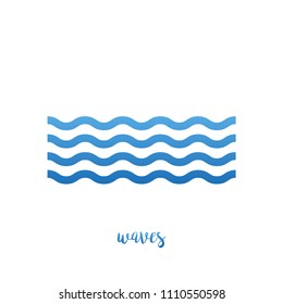 Waves water icon, in line on white background