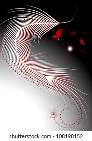Waves white and red feathers with a decor of butterflies