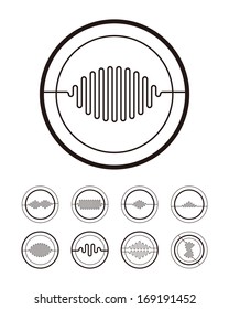 Wave-shaped pattern composed of lines. Abstract voice vector logo template set. You can use in the media, mobile, broadcast , music, earthquake, chemistry, and other science image. 