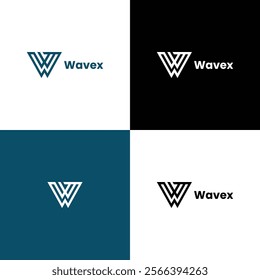 "Wavex - A Modern and Minimalistic Logo Design Featuring a Bold 'W' Lettermark with Geometric Patterns, Perfect for Innovative Branding, Corporate Identities, and Creative Business Solutions"

