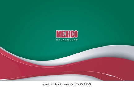 Waving 3d red shape in white with green gradient background. Good background template for mexico independence day design