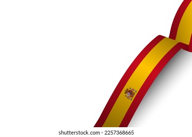 ondeando la bandera 3d de España en un cartel de fondo blanco. Bandera realista del Reino de España. Ilustración vectorial. EPS 10