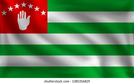 Waving Abkhazians flag, the flag of Abkhazia, vector illustration
