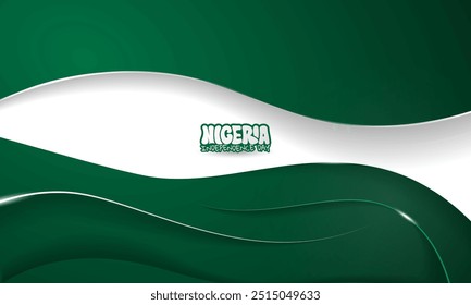 Ondeando fondo blanco verde abstracto con efecto de sombra. Buena Plantilla para el día de la independencia de Nigeria o día nacional