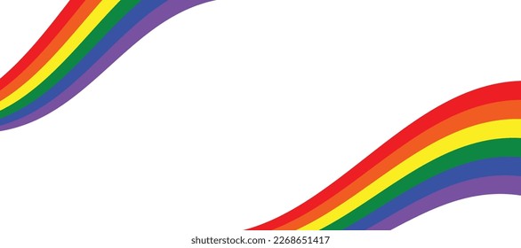 Waving abstract LGBT pride flag frame icon vector. LGBT flag design element isolated on a white background. LGBT rainbow pride flag shape vector. LGBTQIA symbol border