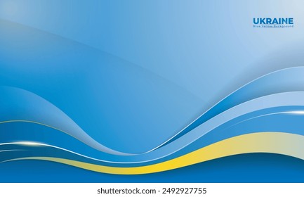 Waving abstract shape in shining blue and little yellow design with light blue background for ukraine independence day