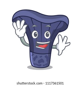 Waving actarius indigo mushroom character cartoon