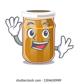 Waving almond butter on a cartoon table