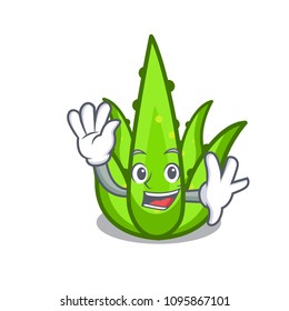 Waving aloevera character cartoon style