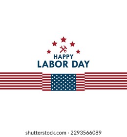 waving america flag with labor day typography, 1 may, united state design concept, beautiful USA flag composition. Labor Day poster design