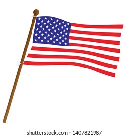waving america flag on pole simple