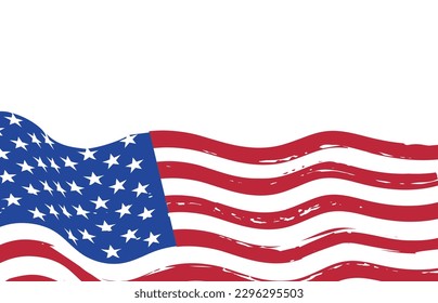 Waving American flag banner.Vintage United States flag background.