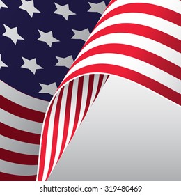 Waving American flag crop vector illustration