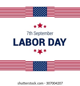 waving american flag frame with typography Labor Day, September 7th, United state of America, American Labor day design. Beautiful USA flag Composition. Labour Day poster design