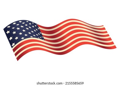 waving american flag icon isolated
