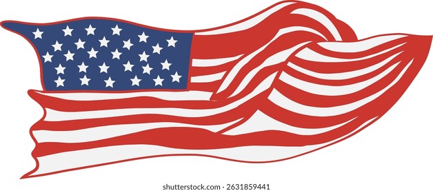 Waving American Flag Illustration Art Illustration