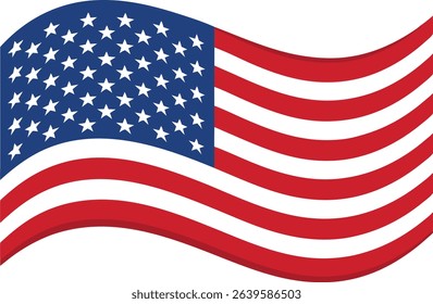 Waving American Flag Illustration Patriotic Symbol of United States of America