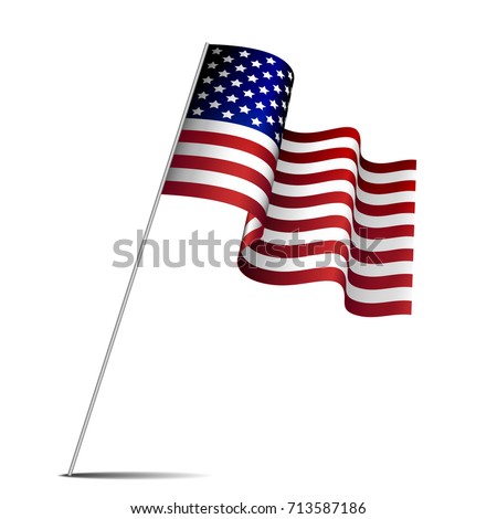 Waving american flag isolated on white background. Flag of the United States of America. Vector.