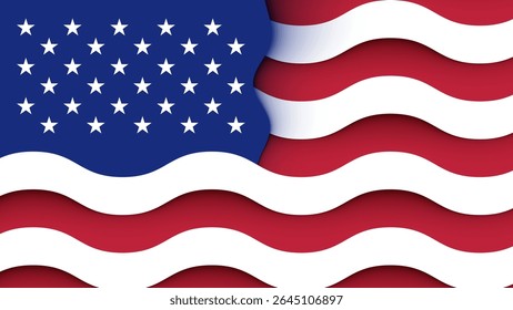 Waving American Flag on Blue Background Representing Patriotism and Freedom
