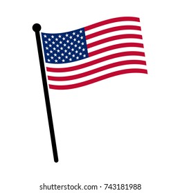 Waving American Flag On The Mast Icon