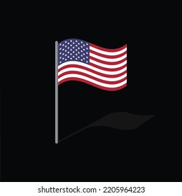 Waving American flag on pole vector graphics