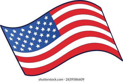 Waving American Flag Patriotic Symbol of United States of America
