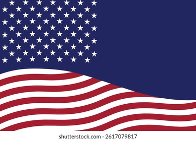 Waving American Flag with Stars and Stripes - Independence Day Banner
