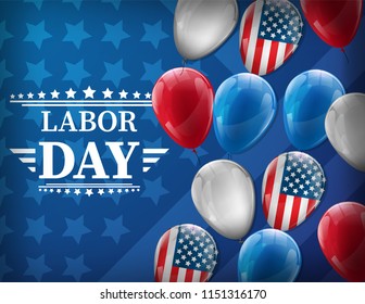 Waving American flag with typography Labor Day, September 7th, United state of America, American Labor day design. Beautiful USA flag Composition. Labor Day poster design