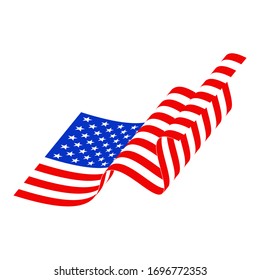 The waving American flag of the United States of America  with stunningly beautiful rich colors. Waving American flag isolated on white background, vector eps10. USA waving flag icon.