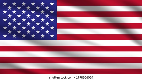 Waving American Flag Vector. Flag of America with Realistic Waving Fabric Texture Effect.