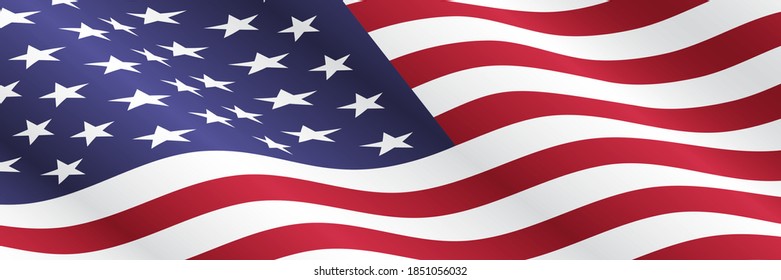 Waving american flag vector illustration. Background for usa national holidays.