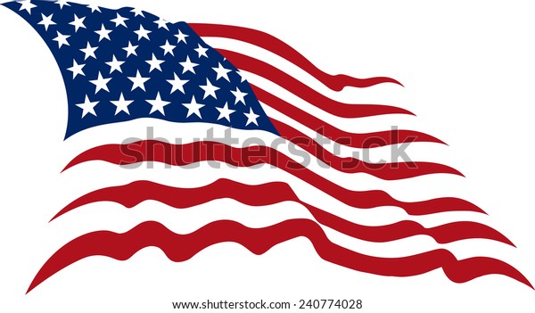 白い背景になびくアメリカの星条旗 のベクター画像素材 ロイヤリティフリー