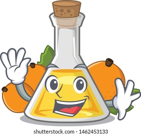 Waving apricot oil isolated with the mascot